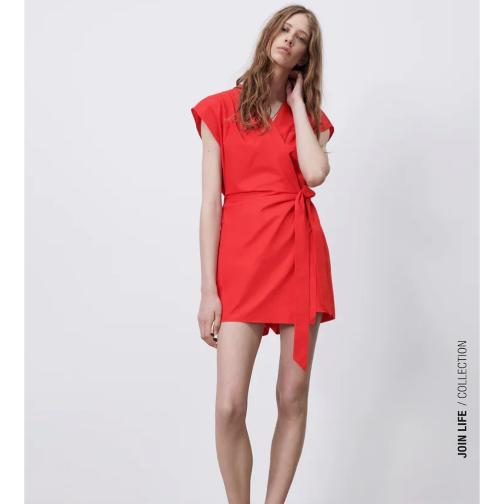 Zara Tied Poplin Jumpsuit Size M NWT
